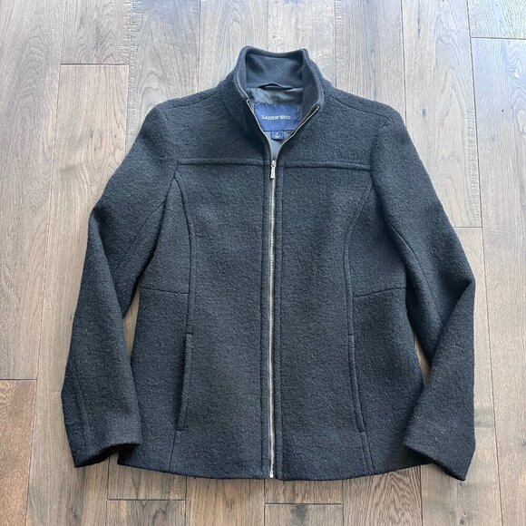 Lands' End Jackets & Blazers - Lands’ End Wool Full Zip Jacket Coat Black Size 6 Classic Outerwear